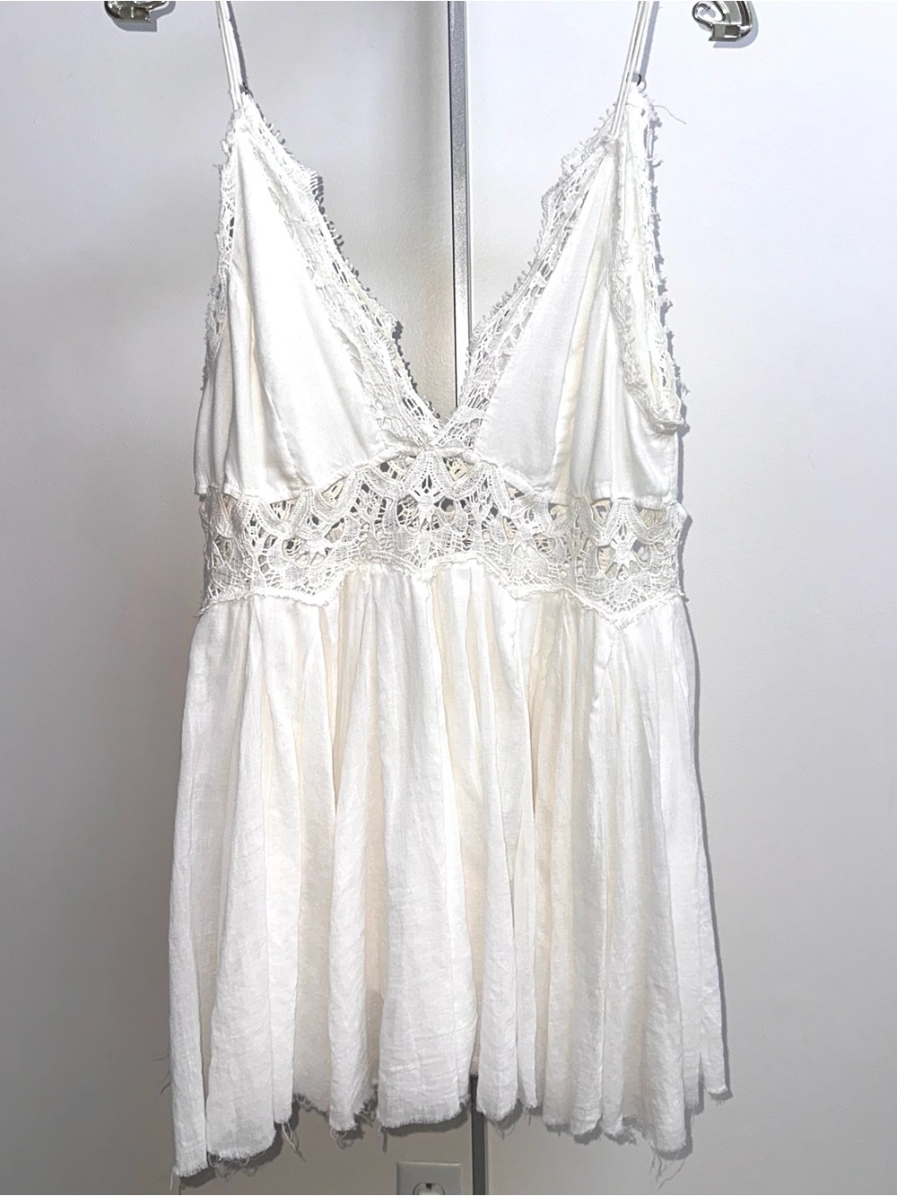 Free People gauzy cotton White battenburg lace top